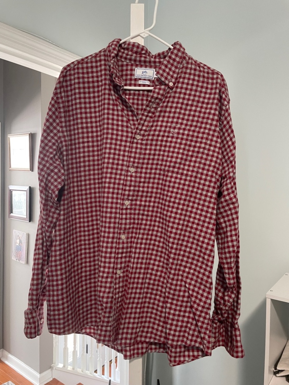 Southern Tide Red and White Gingham Button-Down Shirt